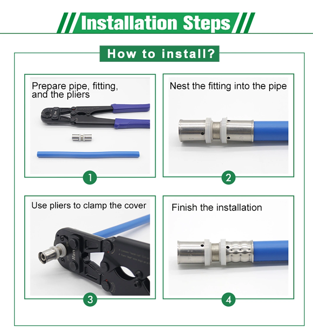 Ifan Hot Sale Press Coupling Fittings Used to Floor Heating Pipe Contacts Crimping Fittings