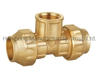 Brass or Dzr Compression Fittings Female Tee for PE Pipe