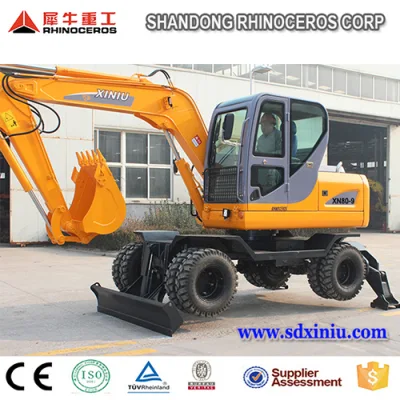Rhinoceros China Best 8 Ton Wheel Excavator with Best Price for Sale