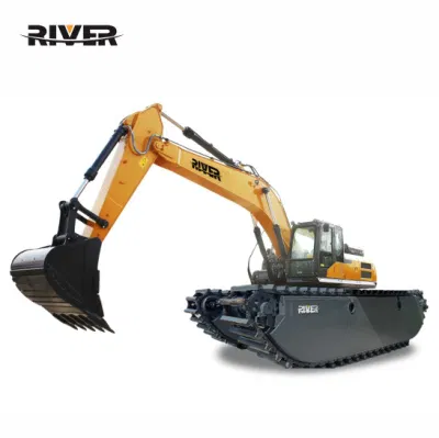  Amphibious Excavator Suction Cutter Dredging Pump Excavator Heavy Duty Equipment with Manhole, Bucket PE Track Link Digging CNC Machine Crawler Excavators