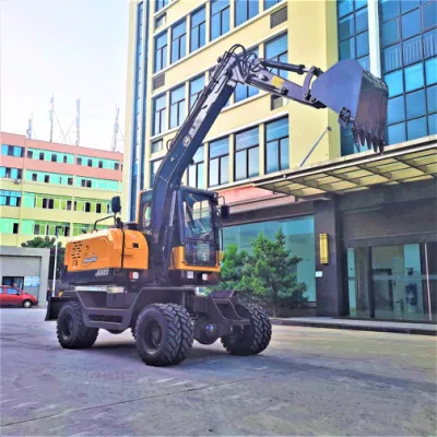 Cheap Mini Digging Machinery Small Wheel Excavator Full Hydraulic Shovel Digger