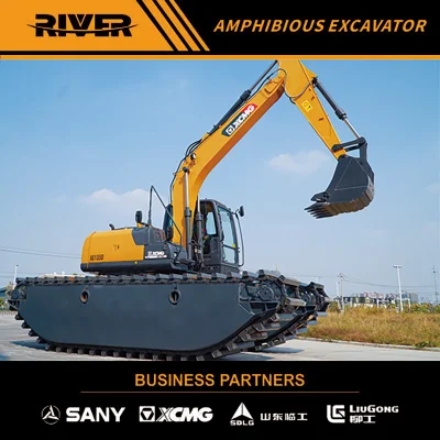 Dredging, Demolition, Construction, Photovoltaic, Shallow Waters Swamp Buggy Floating Marsh Excavators with Hydraulic Amphibious Side Pontoons