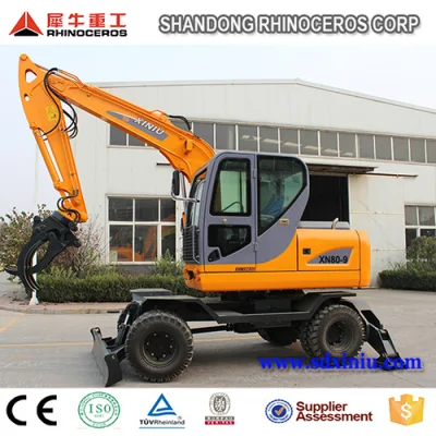 Rhinoceros China Best 8 Ton Wheel Excavator with Best Price for Sale