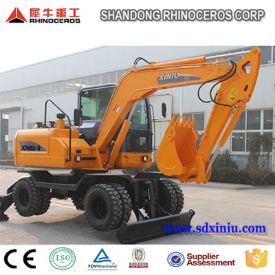 Rhinoceros China Best 8 Ton Wheel Excavator with Best Price for Sale