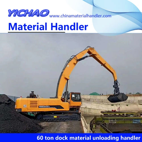 19 Meter Boom Diesel Engine and Electric Motor Dock/Quay/Pier Loading and Unloading Material Handler for Sand Chemical Fertilizer with Clamshell Bucket Grab
