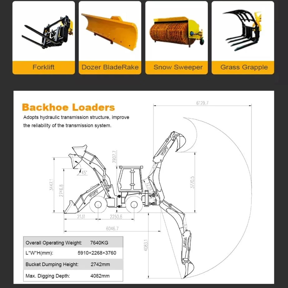 Vift High Efficiency Customized 1-8 Ton Backhoe Loader Large Excavator EPA Euro V Engine Optional