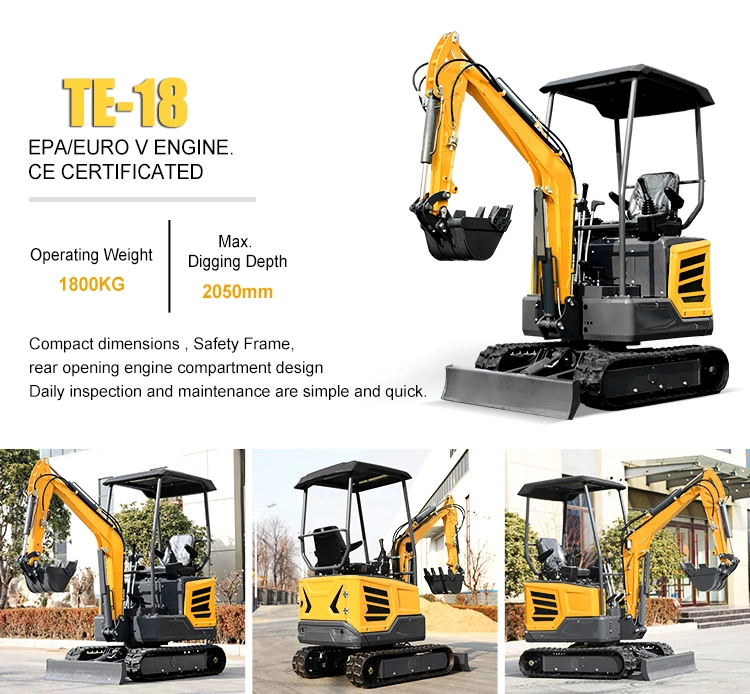 Toros Te18s Argentina Energy Mining Wholesales Mini Crawler Excavator with EPA Cheap Crawler Digger Mini Excavator Small Digger 1.5ton Small Crawl Excavator