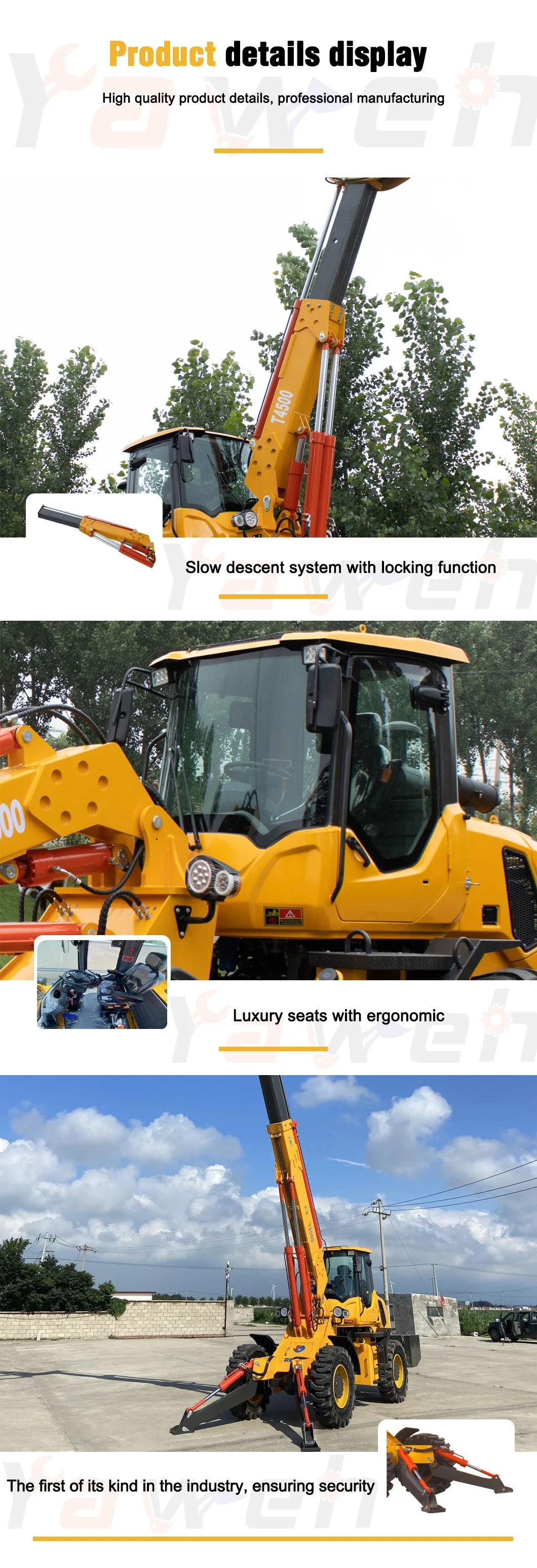 Durable Four Wheel Small Drive Front End Loaders for Sale Hydraulic System Electric Self Lifting Mini Bucket Loader Excavator