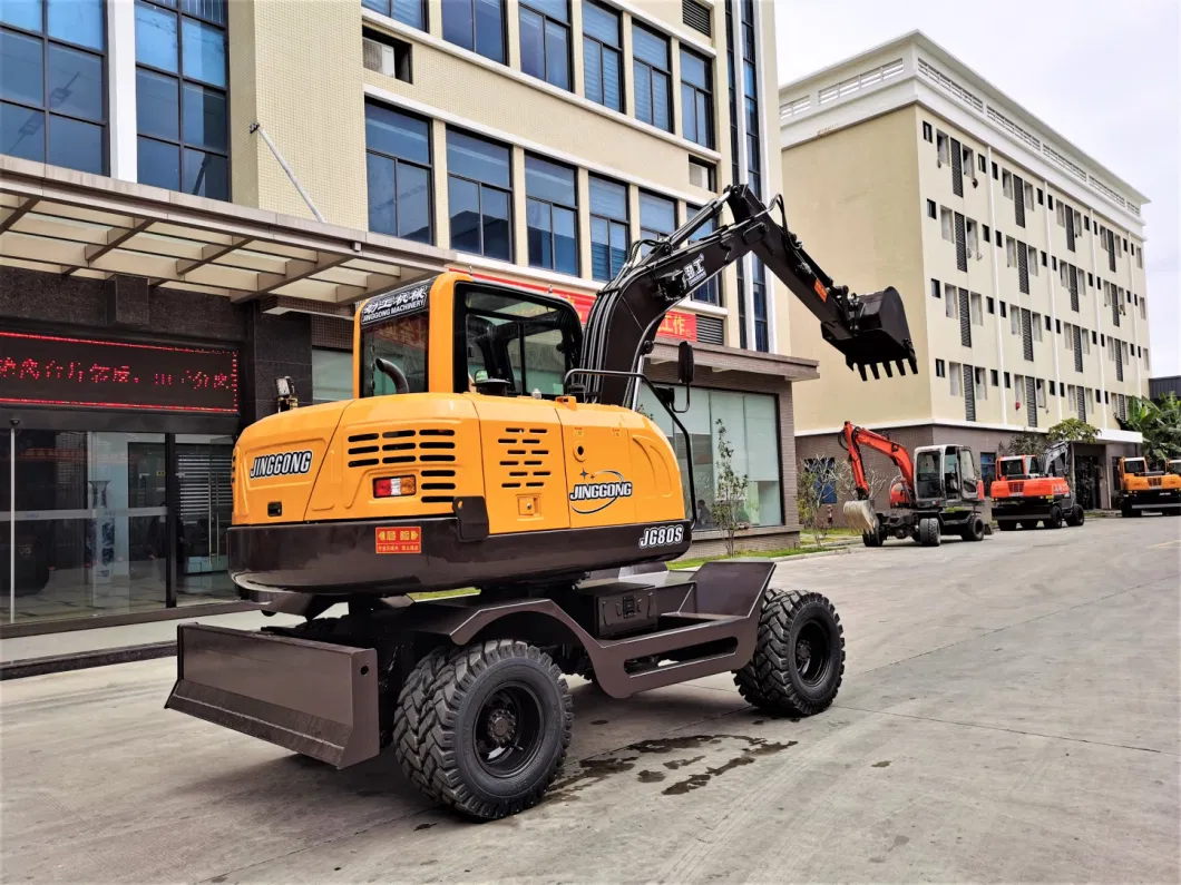 Jg-80s Wheel Excavator Full Hydraulic Transmission Wheeled Digger