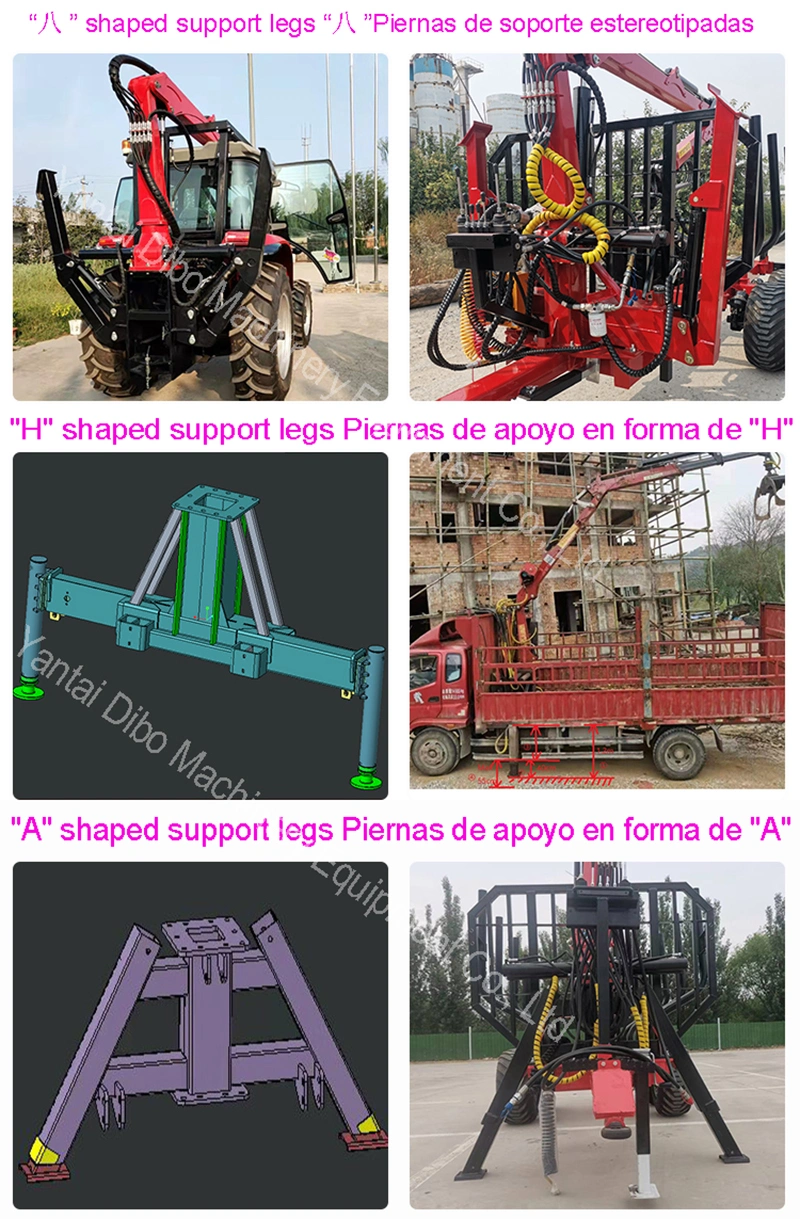 CE Diesel Gasoline Lumber ATV Log Grabbing Crane with Self-Owned Hydraulic System