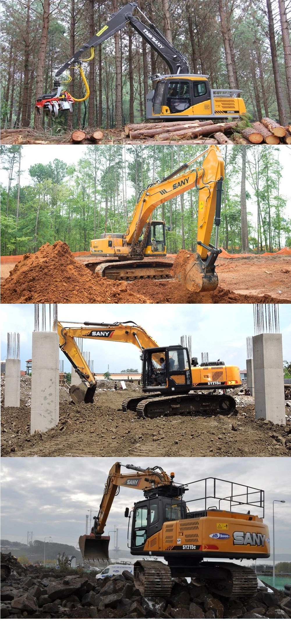 Sany Sy215c Mining Construction Machinery Medium Tracked Crawler Large Excavator