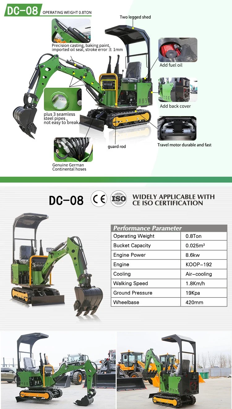 Hot Sale 1ton 2 Ton 2.5 Ton 3 Ton Mini Digger Excavator Mining Small Diesel Excavator with Closed Cabin