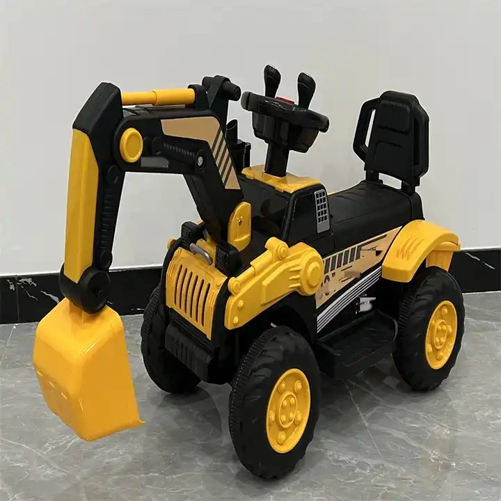 Kids Electric Excavator with Electric Arm Four Wheel Electric and Taxi with Push Handle Kids Ride on Electric Car