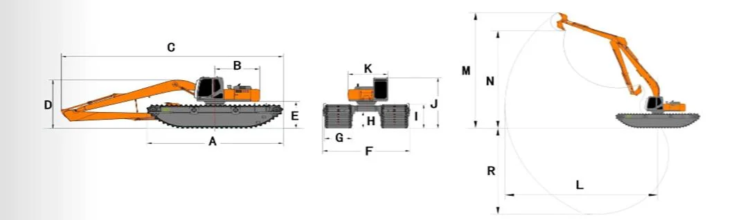 Long Arm Reach Hydraulic Floating Excavator Amphibious Excavator