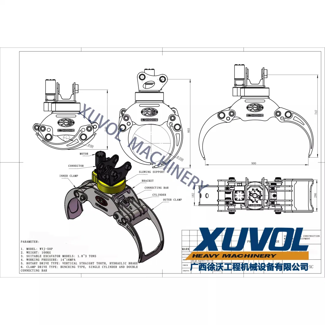 Rotator Grab! ! ! Hydraulic Rotating Wood Grab Excavator Grapple Opening 36inch Log Grapple for Excavator