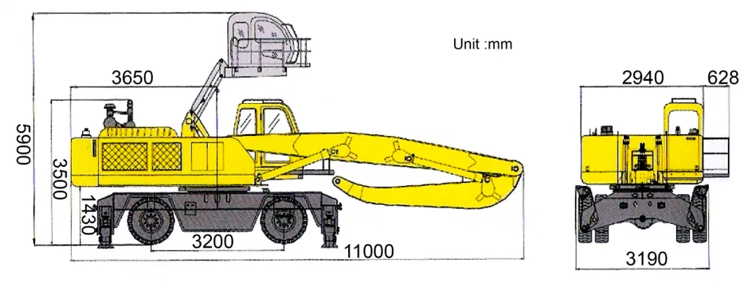 Hydraulic Mobile Scrap Material Handler on Wheel for Waste Cargo Recycling