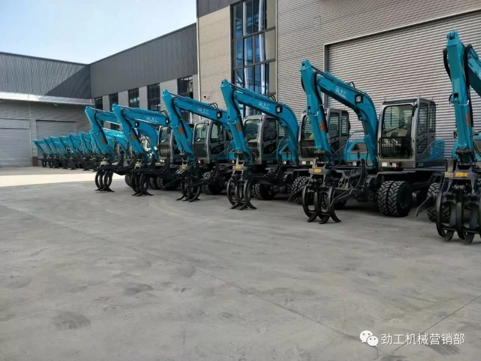 China Factory Equipment Jg80s 7 Ton Bakhoe Wheel Excavator New Diggers