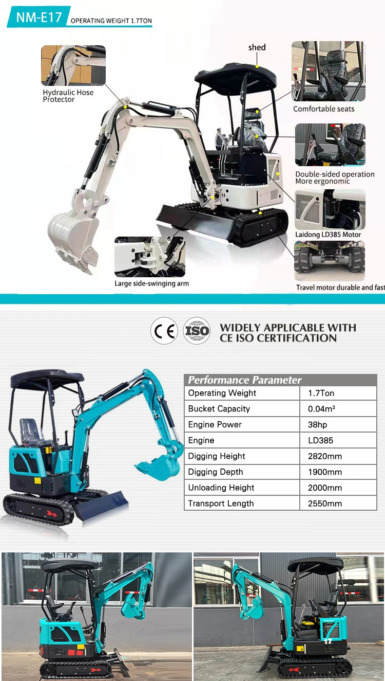 China Best Cheap 1t 1.5ton 1.8ton Hydraulic Electric Diesel Micro Digger Mini Excavator for Garden