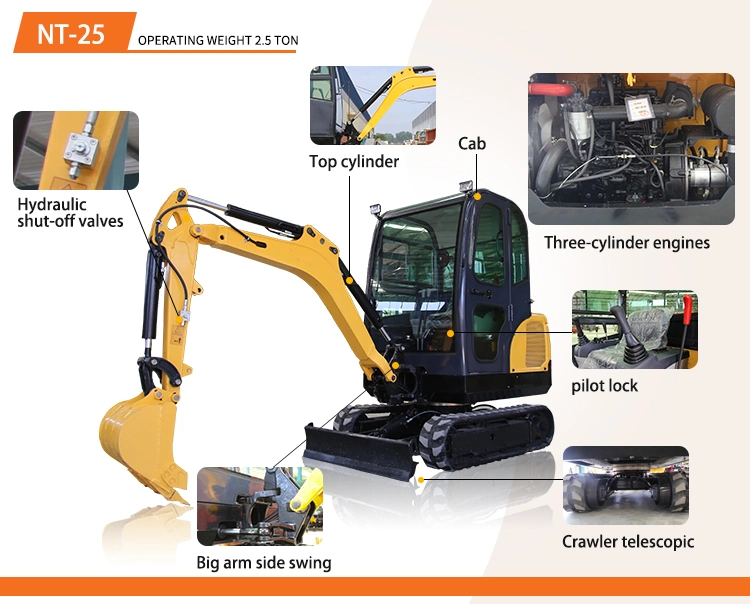 Cheap Price Small Excavator New Diesel Engine Excavator Mini Excavator 2.5t Form China