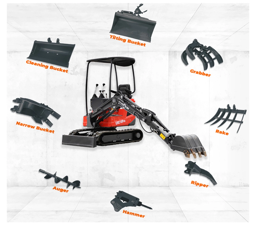 EVERUN Ere16 pro 1600kg chinese Mining Hydraulic Transmission best price Garden new Micro Construction Machinery digger Excavator with 180&deg; deflection boom