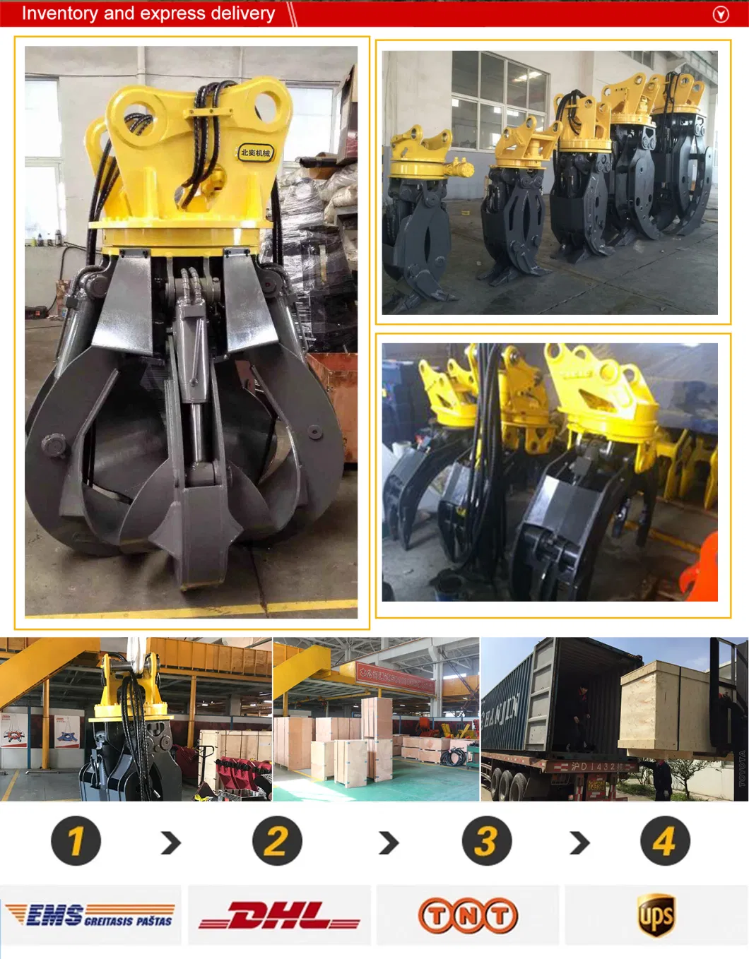 Excavator Used Forest Hydraulic Rotating Log Grapple Hydraulic Grab