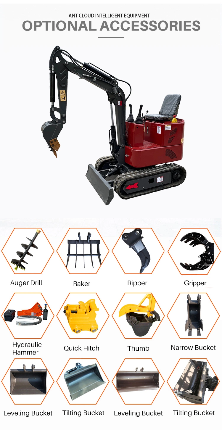 All Electric Compact Excavator Diesel Engine Excavator 0.8t 1t 2t Hot Sale in Us