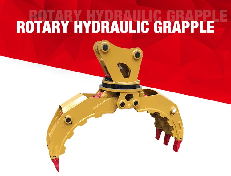 Excavator Attachment Hydraulic Rotary Grapple Excavator Grapple