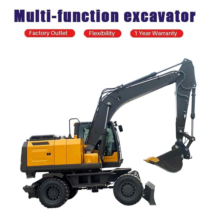 8t 15 Ton Multifunction Hydraulic Diesel Mini Wheel Excavator for Sale