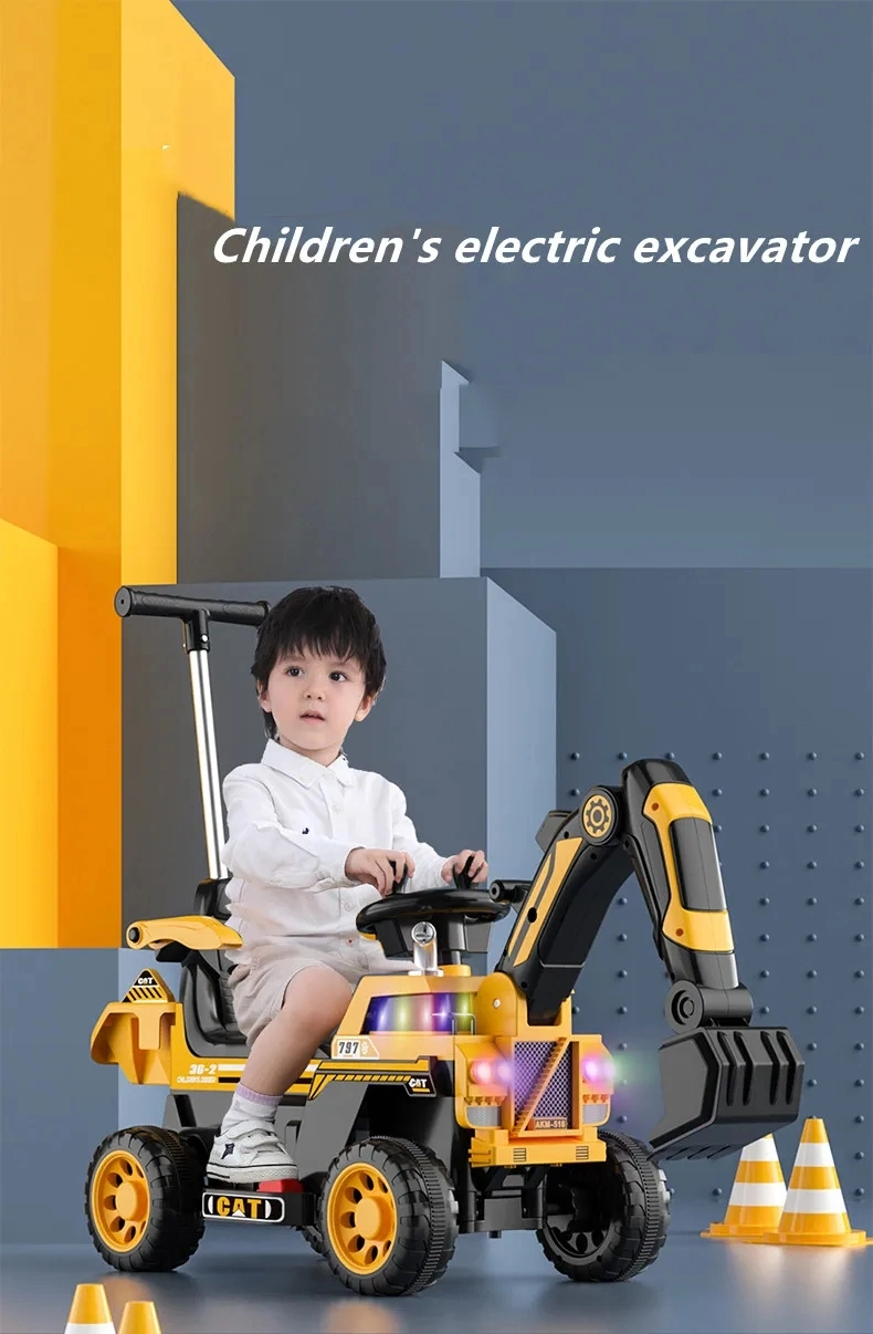China Children&prime;s Excavator Toy Car Charging Sitting Boy Oversized Remote Control Push Handle Electric Excavator Engineering Car