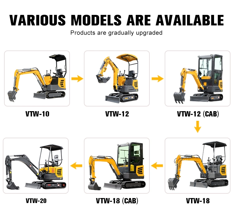 Free Shipping New Small 2 Ton Mini Crawler Diesel Excavator Gasoline Electric Mini Excavator with Euro V EPA for Farm Used