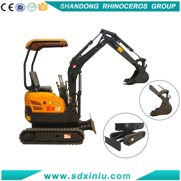 Rhinoceros Brand 1.6ton Mini Excavator for Sale with Auger, Grab