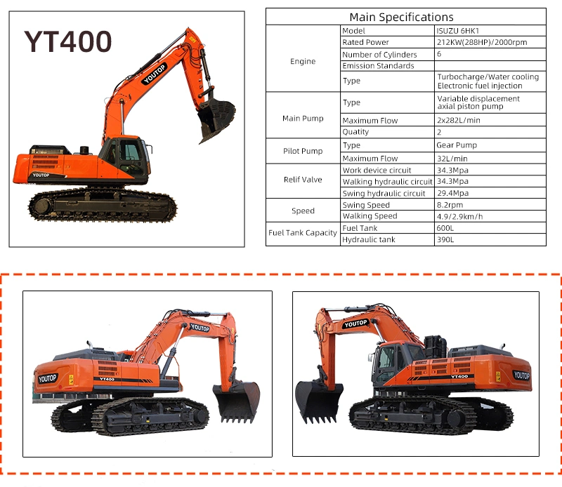 Youtop CE/EPA/Euro 5 Approve 23ton 30 Ton 36ton 40ton Track/Crawler Small/Micro /Digger/Bagger/Excavator/Excavators Use for Construction/Farm/Garden/Agricultura