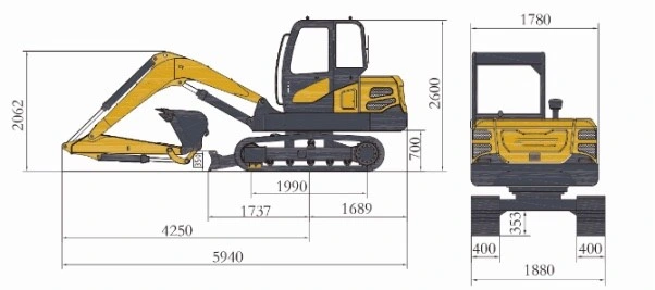 Luqing CE Certified Lq65 New Engine Chain Front Shovel Bucket Household Hydraulic Pump 6 Ton Crawler Excavator