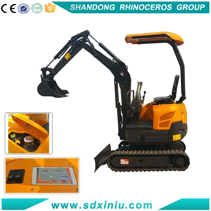 Rhinoceros Brand 1.6ton Mini Excavator for Sale with Auger, Grab