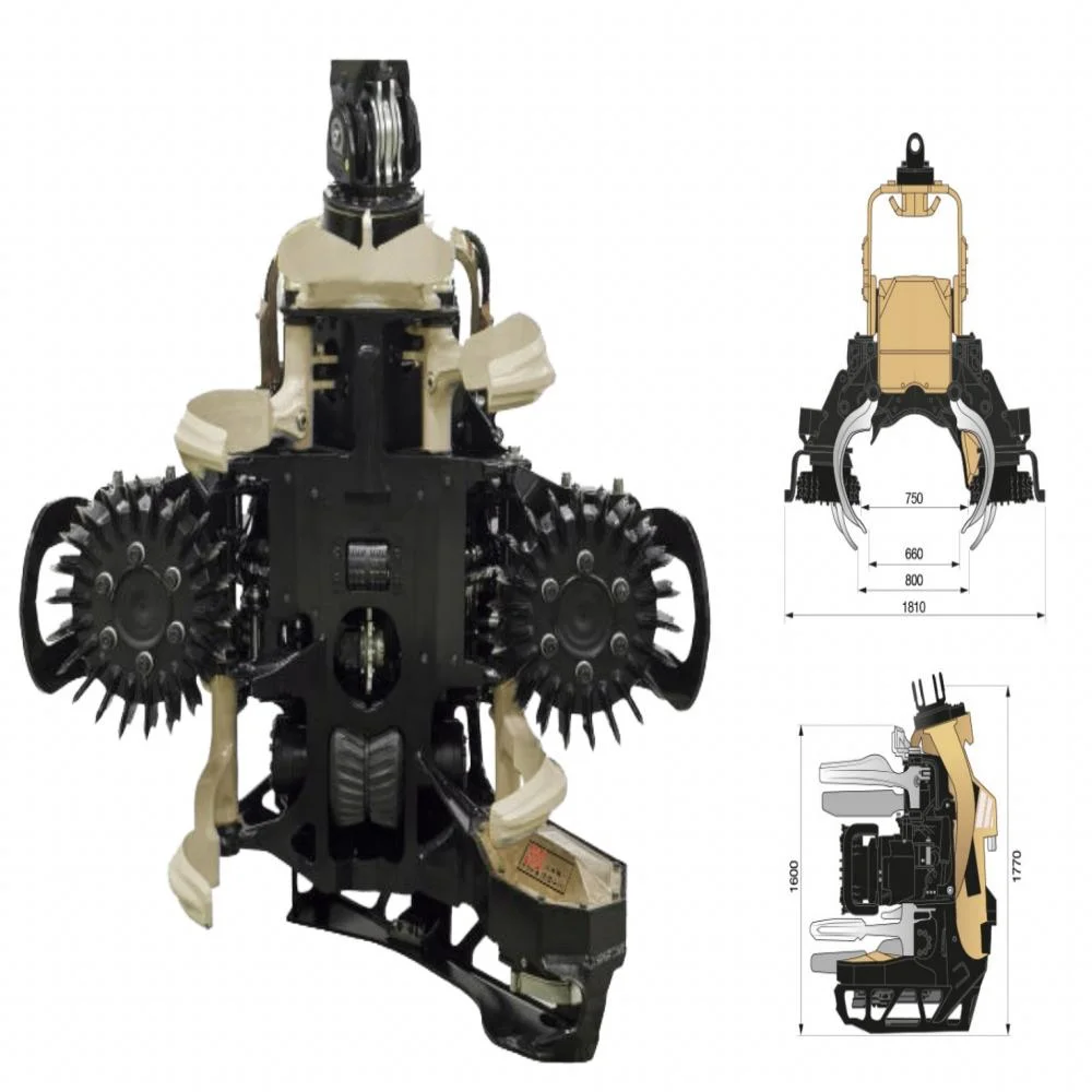 Wood Felling Tree Harvester Forestry Machine Excavator Mounted Log Logging Head