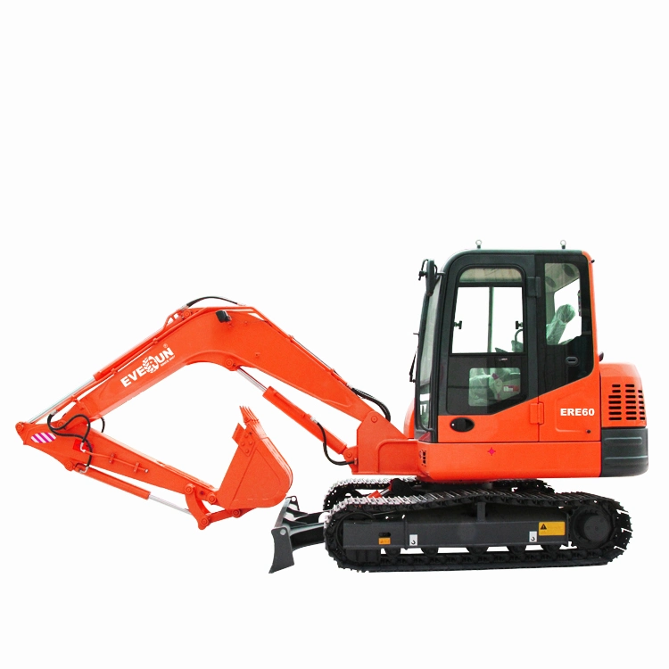 Everun CE Certified Ere60 New Engine Chain Front Shovel Bucket Household Hydraulic Pump 6 Ton Crawler Excavator