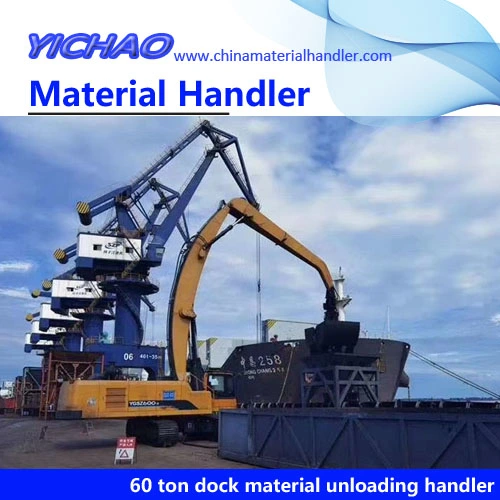 19 Meter Boom Diesel Engine and Electric Motor Dock/Quay/Pier Loading and Unloading Material Handler for Sand Chemical Fertilizer with Clamshell Bucket Grab