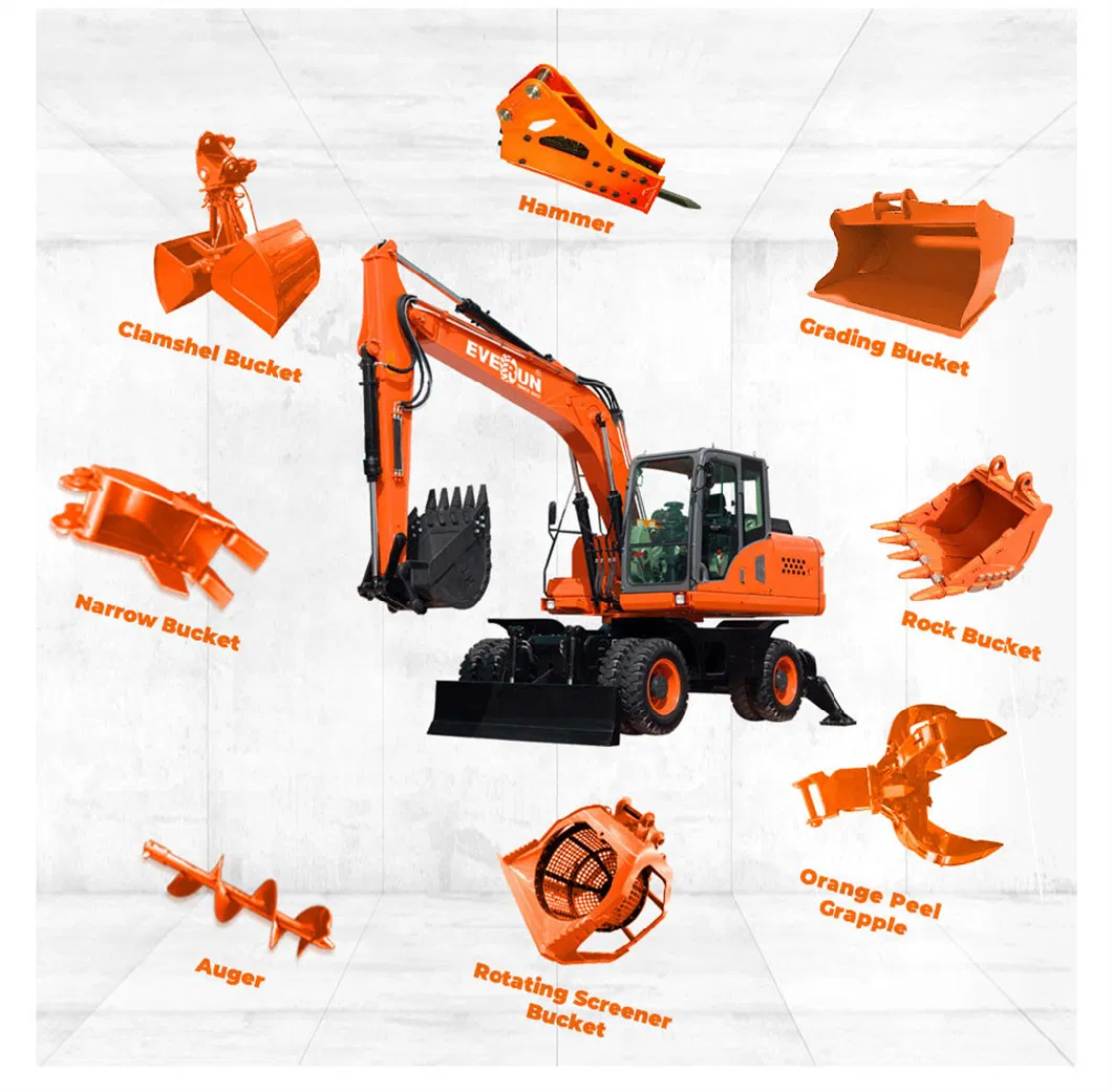 Everun Erwe150 13.5ton Shovel Agriculture Machine with Hydraulic Pump Front End Compact Bucket Wheel Excavator