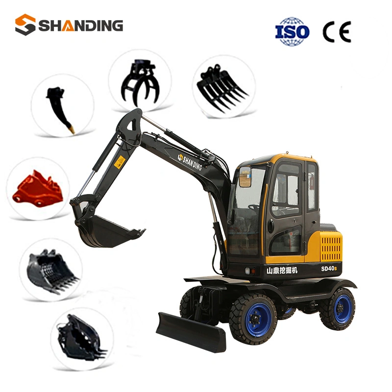 CE ISO Certified Mini Excavators Mini Digger 7 Ton Wheeled Excavator 75W 90W 160W Excavator