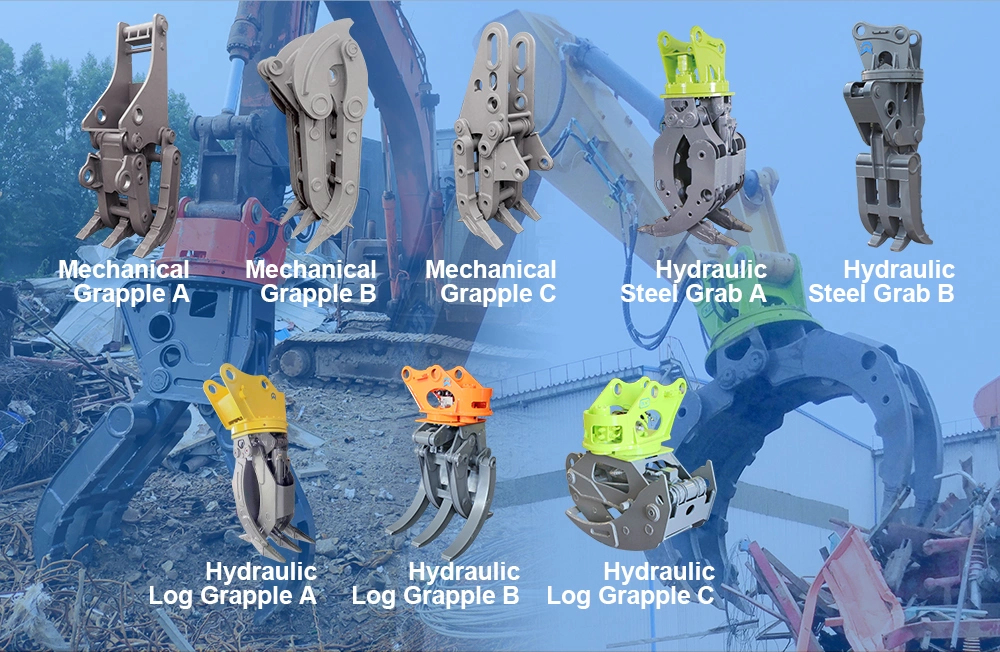 Hydraulic Grapple Suits for 20t Excavator High-Quality Hydraulic Small Log Grapple for Sk55 Sk60 Excavator