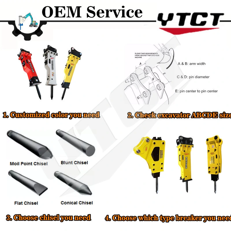 High Quality Side Ytct Hydraulic Breaker 19-25ton Drilling Rod and Concrete Excavator Construction Machinery