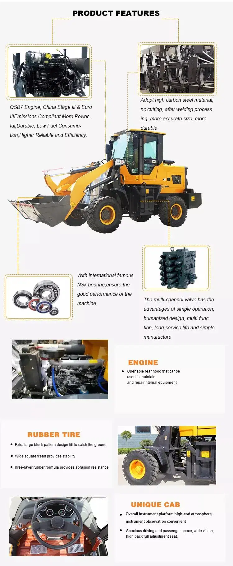 China Hanyue Hy9358 New Product Design Mini 1.8 Ton Four-Wheel Drive Wheel Loader with International Brand Certification