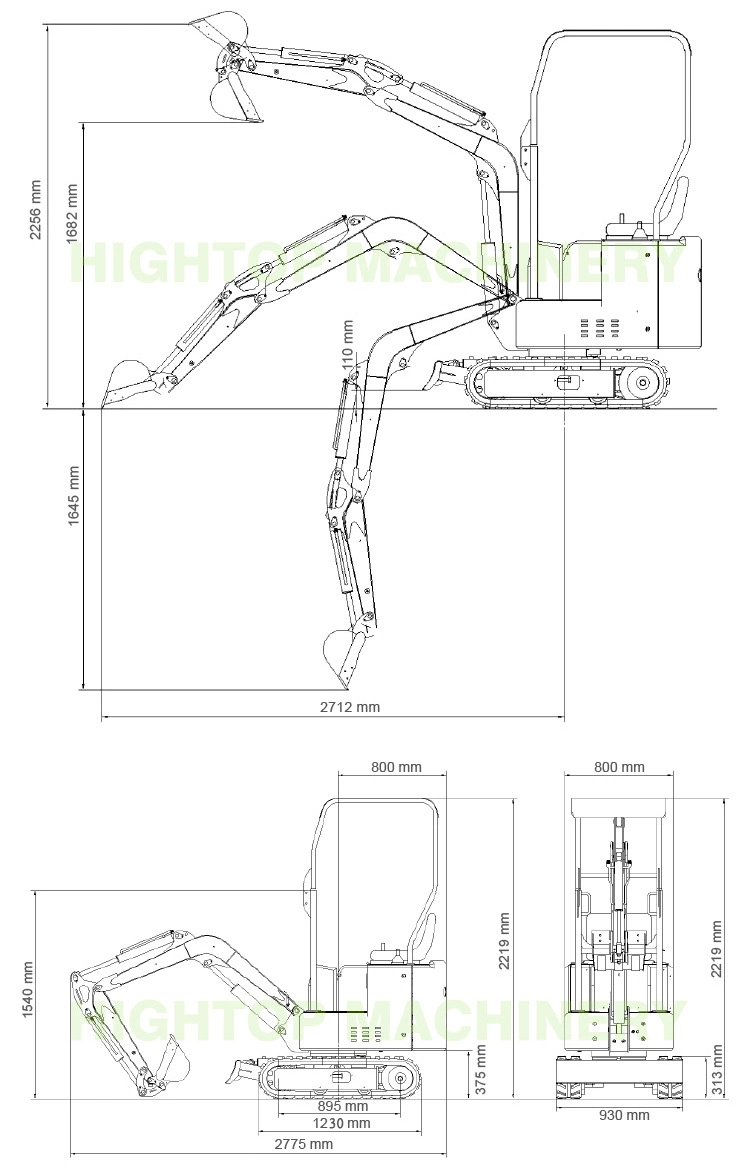 Diesel Engine Micro Digger 1 Ton Mini Excavator for Home Garden