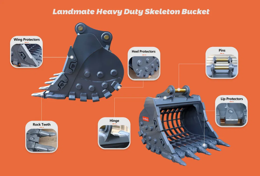 Heavy Duty Excavator Rock Bucket Sieve Skeleton Bucket for All Brands