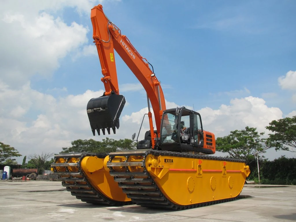 Hydraulic Amphibious Excavator with Pontoon in The Water