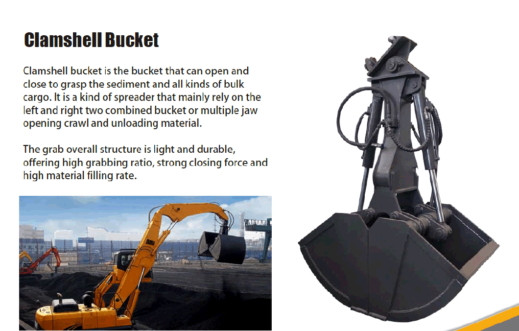 30ton Excavator Mounted Underwater Bulk Cargo Hydraulic Clamshell Bucket