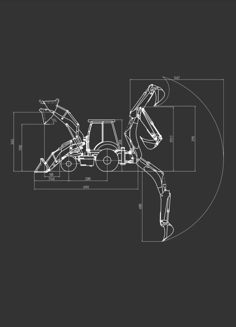 4X4 High Cost Backhoe Loader Manufacturer Compact Tractor Hydraulic Mini Retroexcavadora Backhoe with Loader