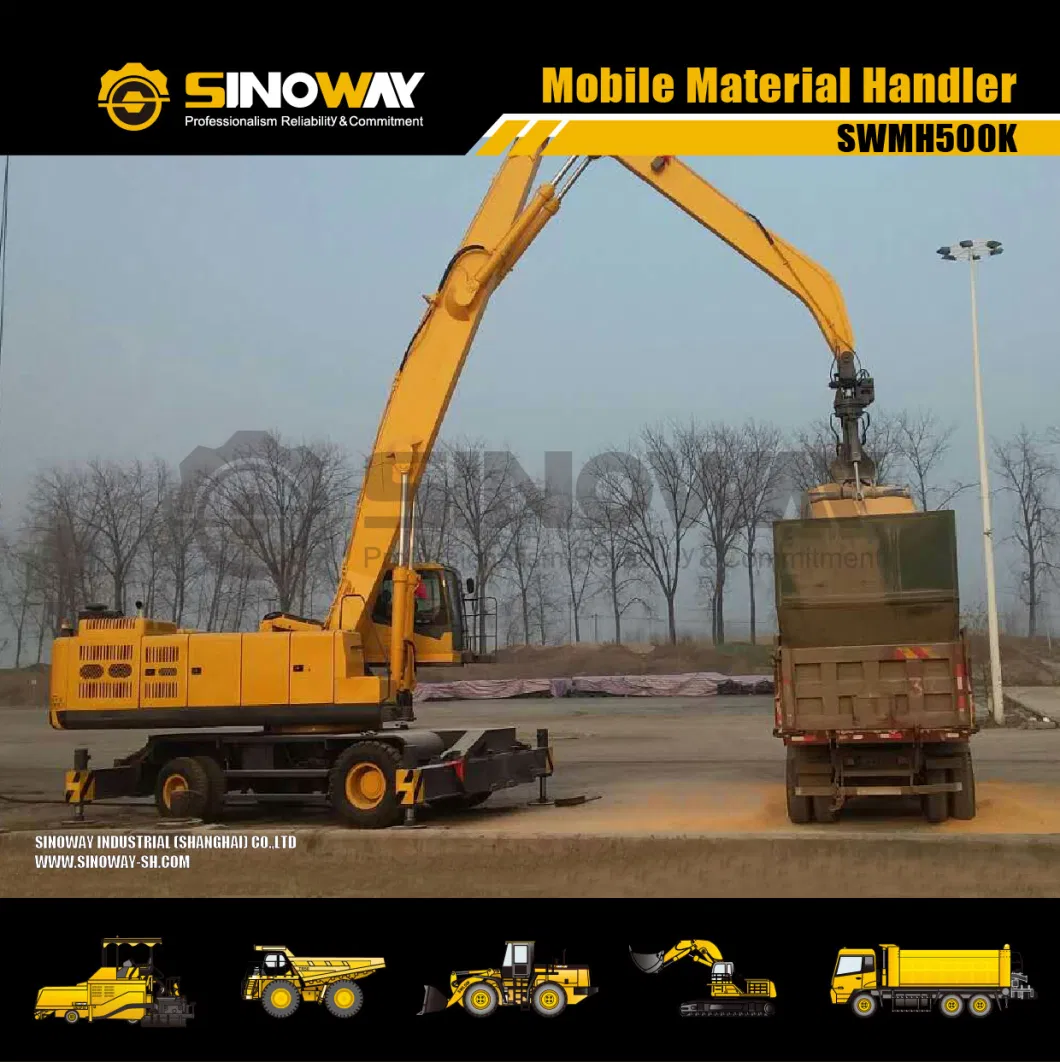 Wheeled Material Handler with Hydraulic Cab Elevation and Rigid Cab