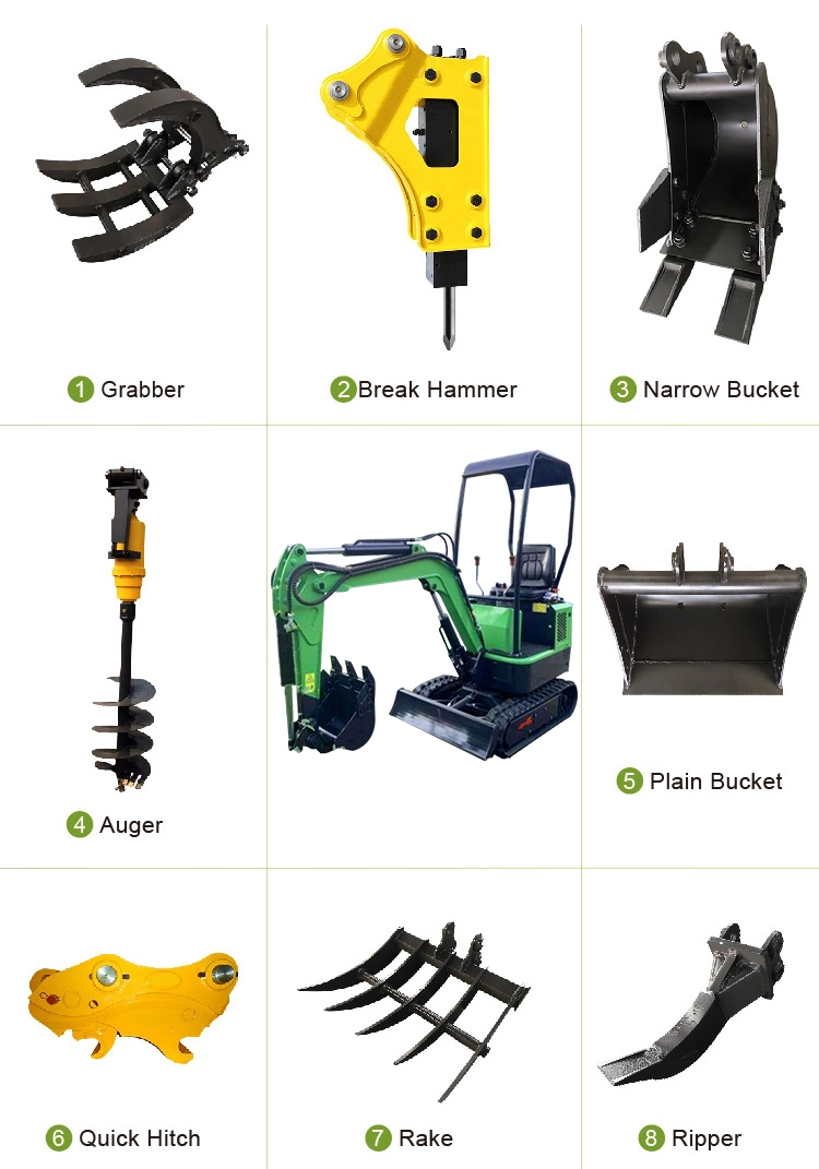 CE ISO Design Electric Hydraulic Crawler Small Size Wheel Construction Backhoe Garden Micro Household Farm Construction Greenhouse Mini Excavator