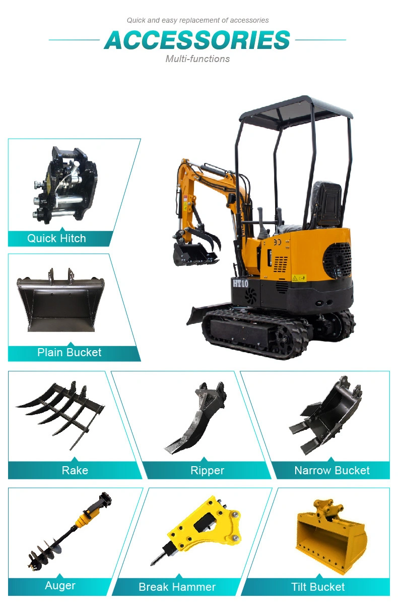 China Construction Equipment Hydraulic Rubber Excavator Small Backhoe with Thumb Clip